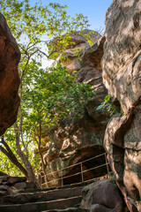 Bhimbetka rock shelters - An archaeological site in central India at Bhojpur Raisen (Near Bhopal) in Madhya Pradesh.