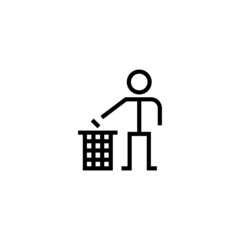 Throw to the bin vector icon in black line style icon, style isolated on white background