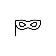 carnival mask vector icon in black line style icon, style isolated on white background