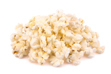 Heap of delicious popcorn, isolated on white background