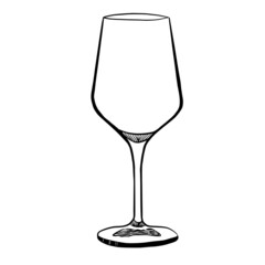 Transparent hand drawn wine glass vector illustration isolated on white background 