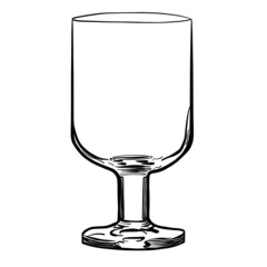 Transparent goblet glass hand drawn vector illustration isolated on white background 