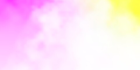 Light Pink, Yellow vector pattern with clouds. Gradient illustration with colorful sky, clouds. Template for landing pages.
