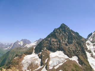 Glacier in the mountains of the North Caucasus	
