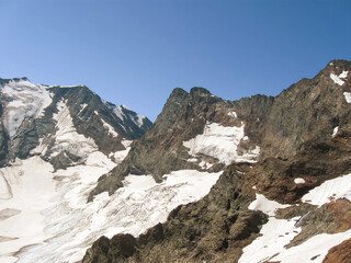 Glacier in the mountains of the North Caucasus	
