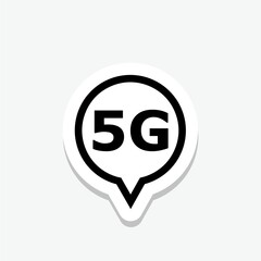 5g wi-fi internet sticker icon isolated on gray background