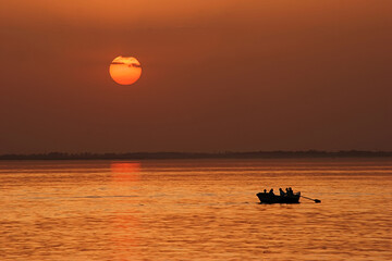 Beautiful sunset on the upper lake, Bhopal, Madhya Pradesh, India.