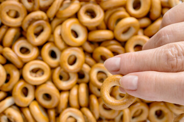 Sushki. Sushka. Ring-shaped bread products. Ttraditional Eastern European small, crunchy, mildly...