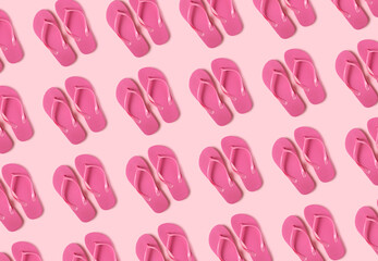 Many flip-flops on color background