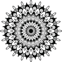 Mandala round floral ornament pattern. Anti-stress coloring page for kids and adults. Yoga, tatoo, mehndi, lace design. Vector illustration.