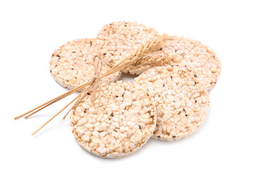 Rice crispbreads on white background