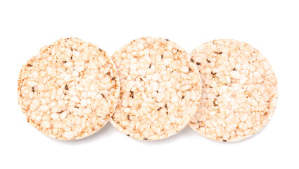 Rice crispbreads on white background