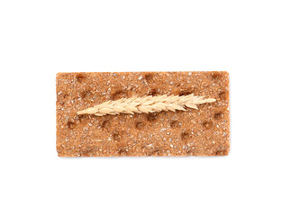 Rye crispbread on white background