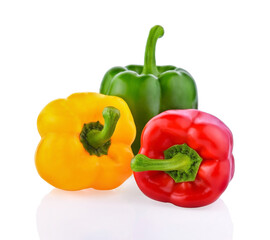 Fresh ripe bell peppers isolated on white background