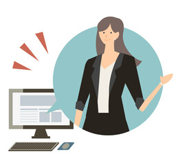 転職エージェント　スーツ　女性　営業　接客　ベクターイラスト