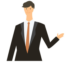 転職エージェント　スーツ　男性　営業　接客　ベクターイラスト