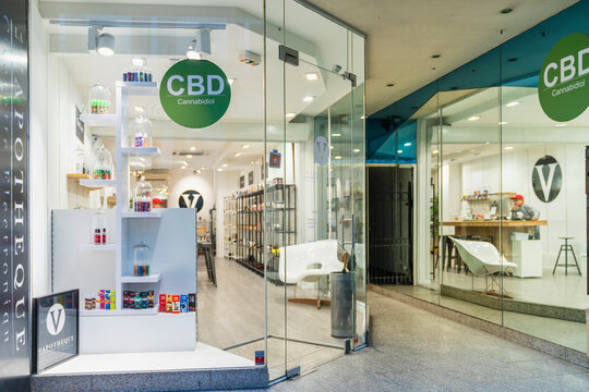 Cbd Canabis Shopfront In Brussel Oct 27,2019 Brussel Capital Of Belgium