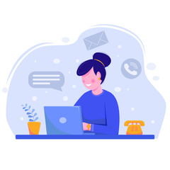 Contact us concept illustration, call center customer support