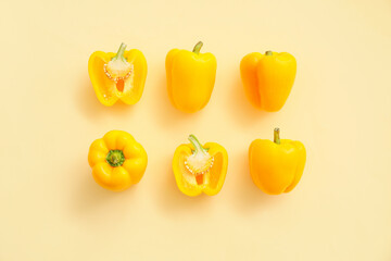 Yellow bell pepper on color background