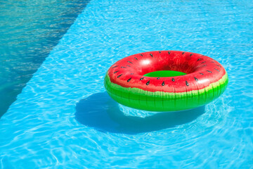 Fototapeta na wymiar Inflatable ring in swimming pool