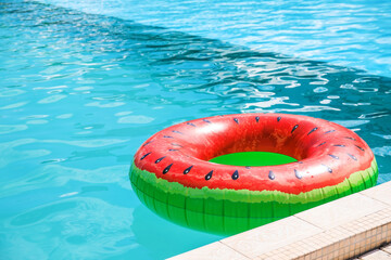 Inflatable ring in swimming pool