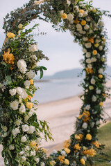 Wedding setup detail on the beach