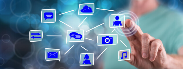 Man touching an application concept