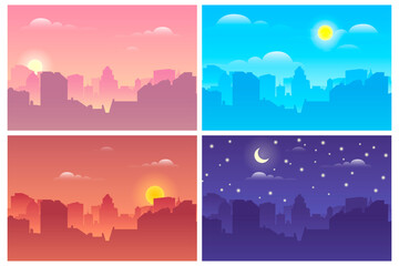 Collage cityscape with white frames set