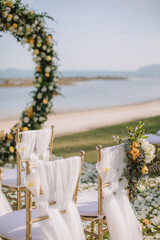 Wedding setup detail on the beach