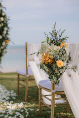 Wedding setup detail on the beach