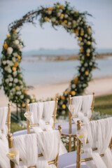 Wedding setup detail on the beach