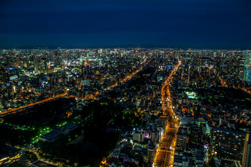 あべのハルカスから見た大阪の夜景。大阪市阿倍野区