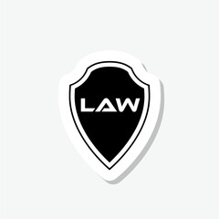 Law shield sticker icon isolated on gray background