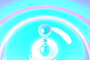 Blue bright liquid drops splash background or texture - abstract 3D illustration