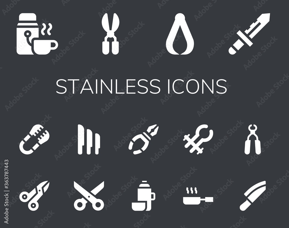 Sticker Modern Simple Set of stainless Vector filled Icons