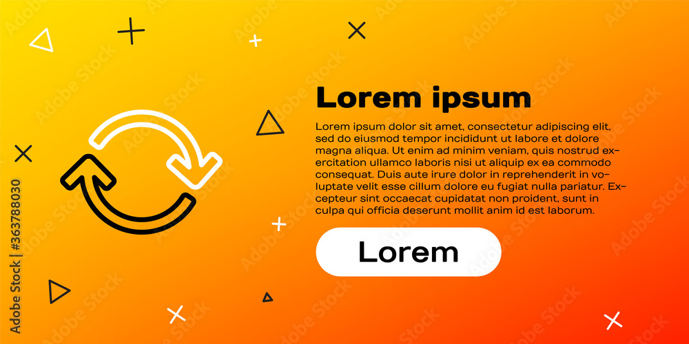 Poster line refresh icon isolated on yellow background. reload symbol. rotation arrows in a circle sign. co