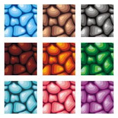 seamless texture of stones,
seamless patterns set, vector stone textures collection for creating game