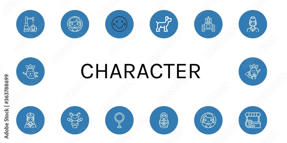 Poster character simple icons set