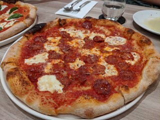 pizza with ham and cheese