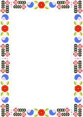 花と鳥のフレーム（ビビッドカラー）