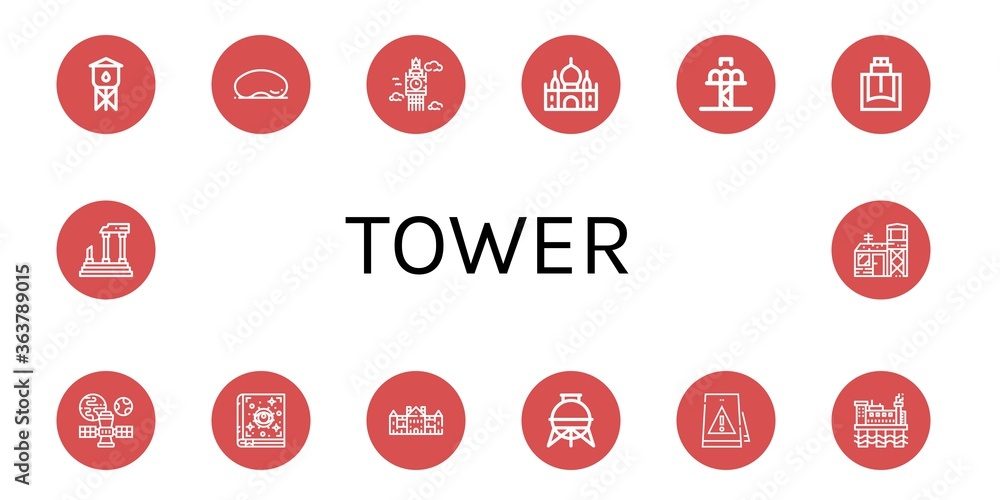 Sticker tower icon set