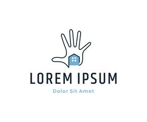 Fototapeta premium Hand house logo design vector icon template