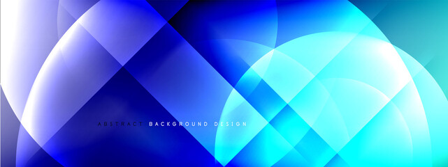 Vector abstract background - circle and cross on fluid gradient with shadows and light effects. Techno or business shiny design templates for text