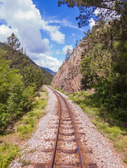 Narrow-gauge heritage railway,  Tourist Attraction, old-fashioned travel, nature landscape, Mokra Gora - Serbia
