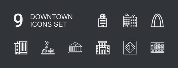 Editable 9 downtown icons for web and mobile