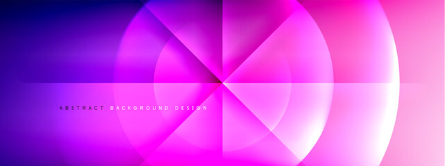 Vector abstract background - circle and cross on fluid gradient with shadows and light effects. Techno or business shiny design templates for text