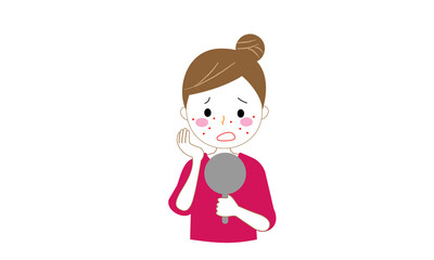 にきび、湿疹などの肌トラブルに悩む女性