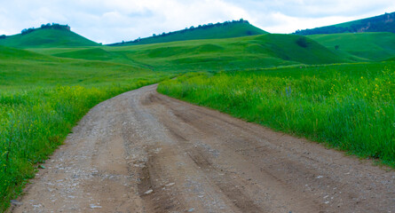 Summer mountain trail for cars