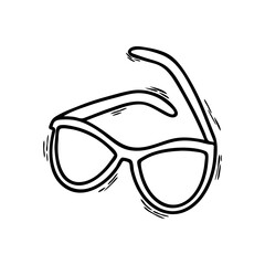 Illustration of Doodle glasses isolated on a white background. Sunglasses. Vision protection. Glasses for vision. Vision correction. Icon or symbol. Vector illustration.