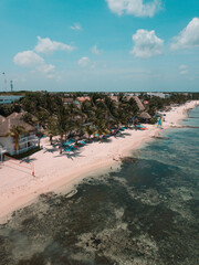 Aerial photograph of the beach of Cozumel in Mexico